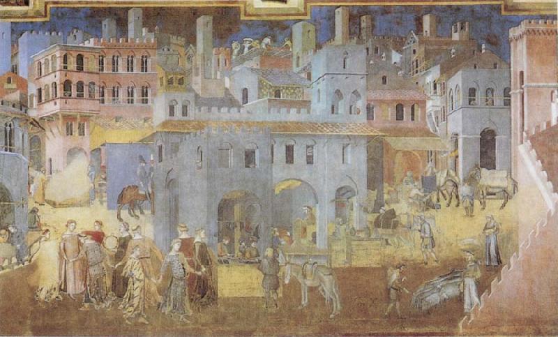 Ambrogio Lorenzetti Life in the City Norge oil painting art